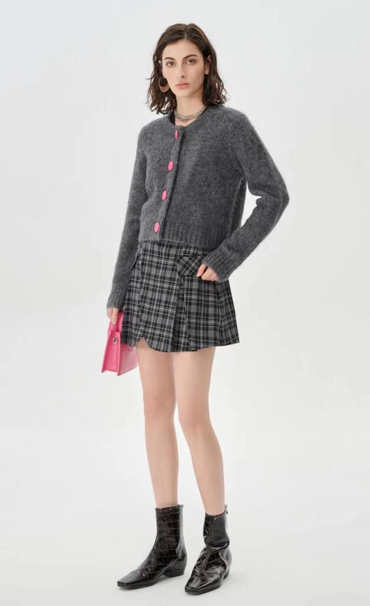 Self Who灰色羊驼毛针织开衫冬季2023新款宽松直筒小个子短款上衣 商品图2