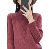 QH-RY206纯色绞花百搭针织打底衫上衣秋冬新款堆堆领针织衫女士韩版高领 商品缩略图4