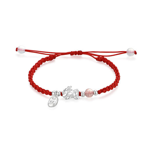 KADER卡蒂罗 招财纳福貔貅手饰龙年吉祥配饰本命年好运新中式复古国风饰品 福运吞金兽萌趣造型 S925银 手链 男女同款情侣款 礼物 商品图4