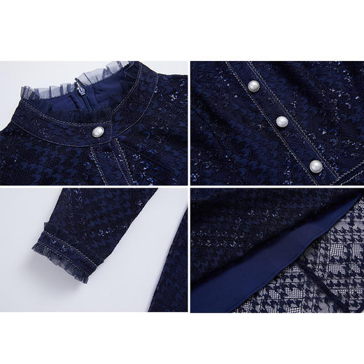 司歌蕾丝长袖连衣裙端庄复古气质长裙A881086 商品图1