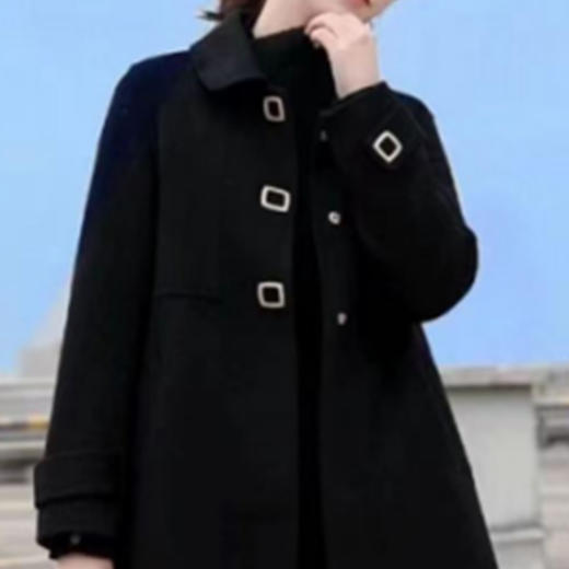 奢姿2024年冬装新款大码女装中长款双面呢外套胖妹妹翻领气质外套6534110916 商品图1
