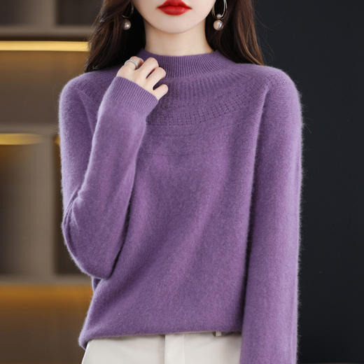 QH-NJR1106秋冬新款羊毛衫女一线成衣半高领宽松显瘦针织打底衫上衣内搭洋气 商品图2