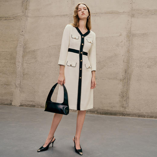 EITIE爱特爱春季新款气质小香风通勤收腰显瘦连衣裙7307004 商品图4