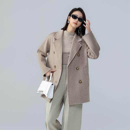 馥迦气质优雅大气长款短款驼绒大衣 商品图9