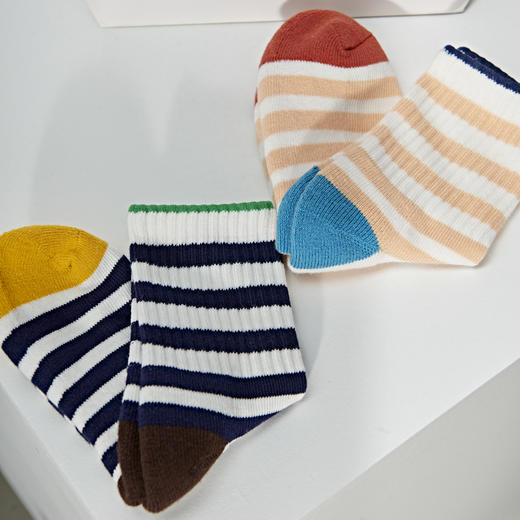 [6双6折]中童2双装条纹半毛圈袜保暖柔软舒适吸汗透气【2323701】 商品图1