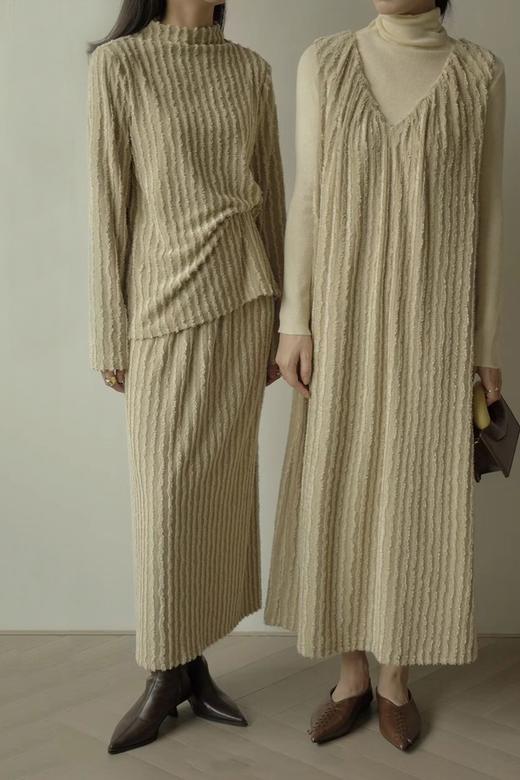 Le Malene 浅卡其高级肌理感半裙套装 17587 商品图1