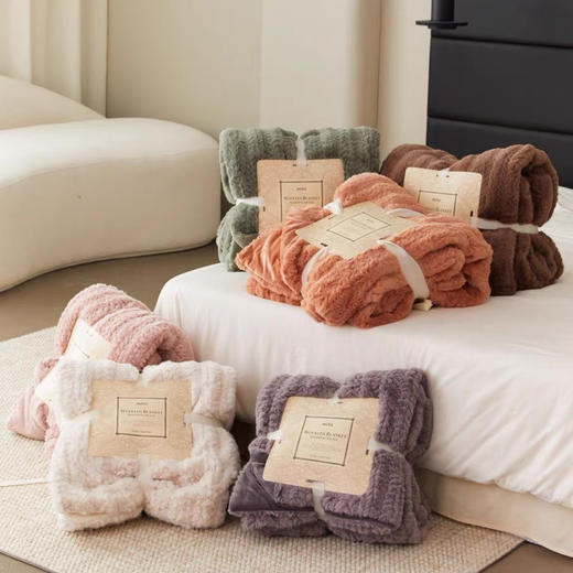 高档布兰卡小麦穗兔毛毯舒适亲肤毛毯冬季沙发毯休闲毯轻奢 商品图0