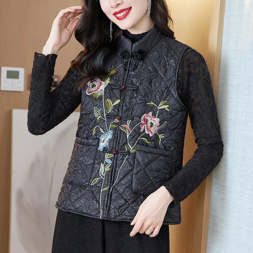 中国风绣花盘扣，背心保暖棉马夹AHM-yshy2235 商品图1