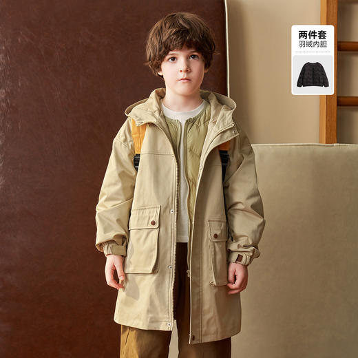 【冬款清仓】【MQD】童装冬男童中长款保暖潮酷百搭连帽羽绒服 商品图1