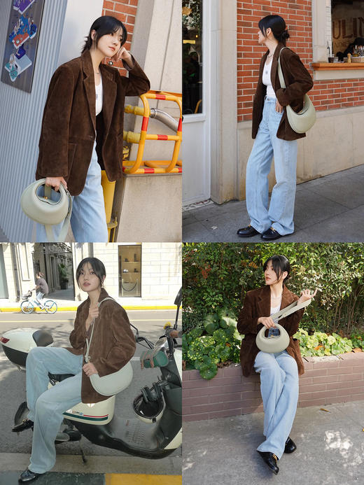 HIDEMI 麂皮大廓形极简西装皮衣皮裙套装 西装/短裙/长裙 商品图7