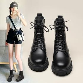 ZHR厚底马丁靴女2023秋冬新款时尚气质英伦风休闲百搭黑色女