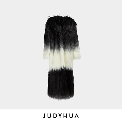JUDYHUA 黑白渐变环保皮草大衣 商品图3