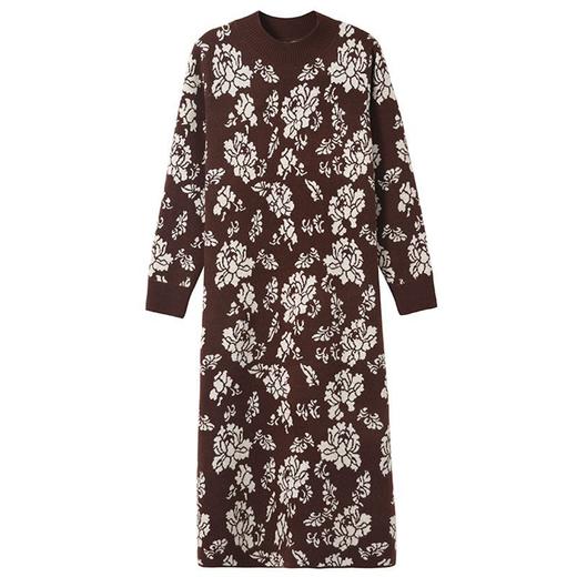 冬季新款，时尚洋气半高领中长款提花女针织连衣裙过膝毛衣裙CC-103-2761 商品图4