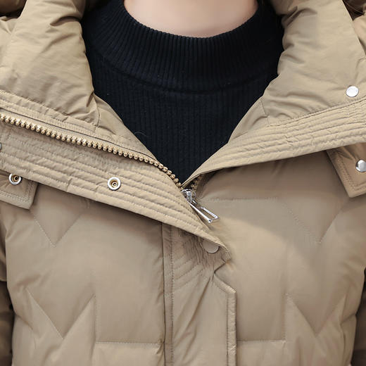 时尚保暖羽绒服，冬季女装连帽羽绒服中长款妈妈装休闲羽绒服外套QYM-HSY-S23D021-Y 商品图3