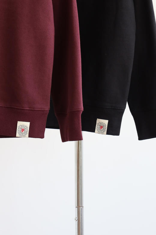 只剩黑色勒 R.L 成衣染色加绒布 复古口袋圆领卫衣 WY771 商品图2