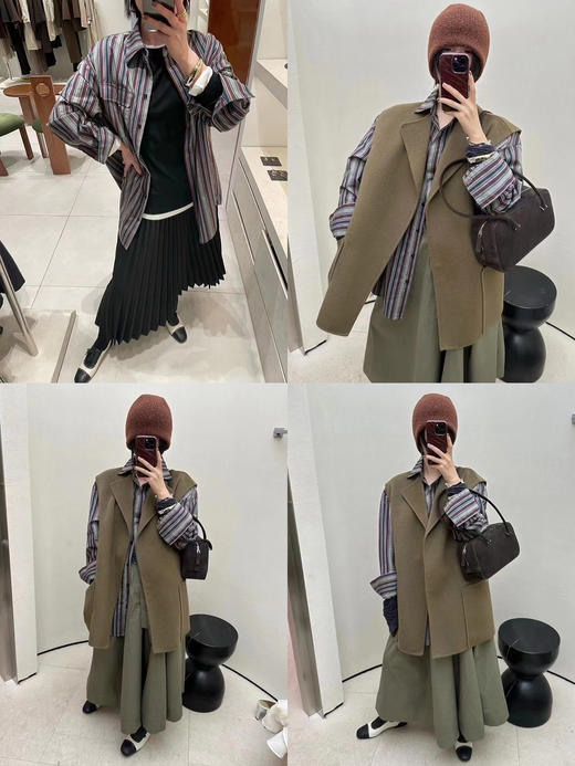 HIDEMI 色织条纹极简口袋廓形衬衫 商品图3