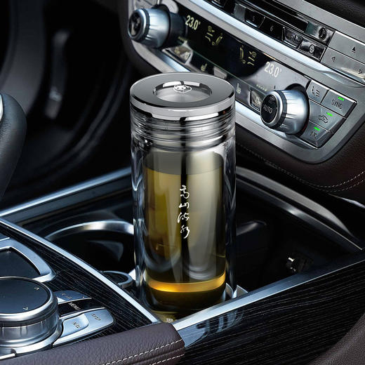 思宝官方旗舰店高山流水直筒男女士商务双层玻璃杯商场同款茶水杯 商品图7