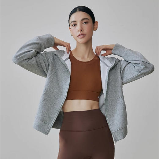 跃牌【瑜见伽人系列】休闲宽松拉链连帽上衣户外运动外套 YY7014 商品图4