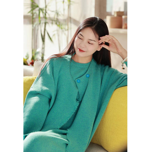 【线上专属】羊绒开衫（22815020-蒂芙尼蓝） 商品图1