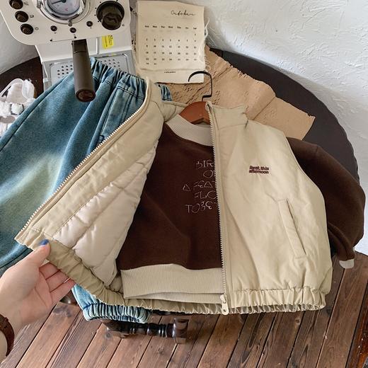 双12抢先购！【酷感十足！抗寒无忧】冬季儿童加棉马甲拉链衫，小男童个性百搭棉服 加厚外套刺绣背心 多功能搭配,轻便舒适穿着 商品图3