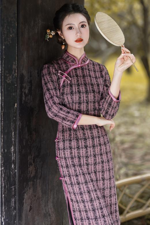 冬季新款，复古奢华优雅气质长袖传统款旗袍GSJ-3515 商品图2