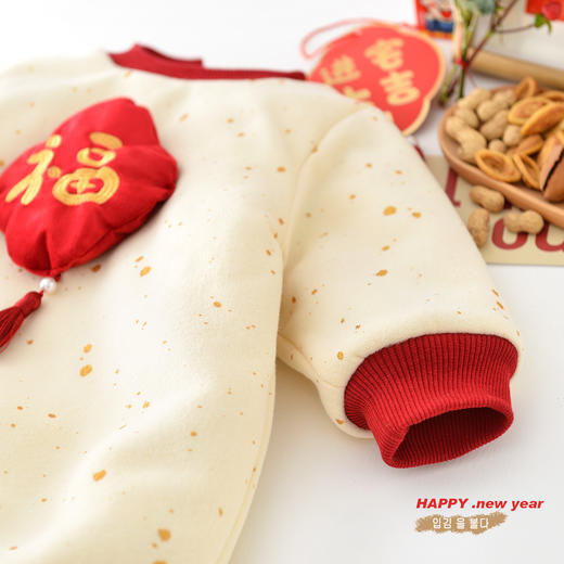 【福字连体衣！保暖加倍】宝宝冬季新款加绒加厚，新年年服婴幼儿中国风刺绣 充满浓浓年味，可拆卸流苏吊坠 柔软舒适手感 商品图3