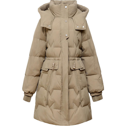 时尚保暖羽绒服，冬季女装连帽羽绒服中长款妈妈装休闲羽绒服外套QYM-HSY-S23D021-Y 商品图4