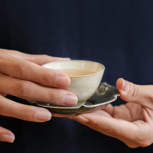 仿古花瓣茶杯托小杯垫隔热茶杯托做旧茶碟功夫茶具配件梅朵莲朵 商品图8