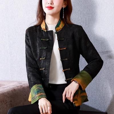 A996唐装加厚旗袍小棉袄女秋冬季妈妈装羽绒服夹棉外套中国风短款棉服 商品图3