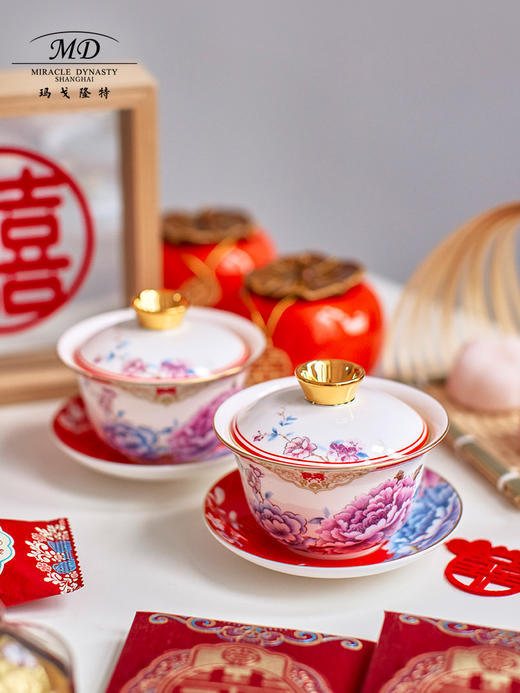 【玛戈隆特】结婚送礼骨瓷茶具敬茶杯套装盖碗陪嫁高档喝茶家用下午茶 商品图0