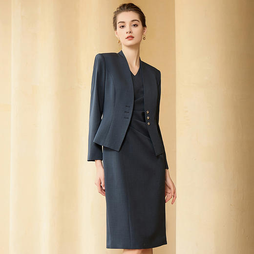 IWY/高级感深灰色西装连衣裙女正式场合职业装气质女神范售楼部工作服233025CQ1 商品图1