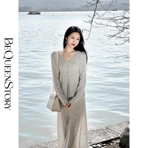 BeQueenStory【暖冬情人】优雅百搭羊驼毛马海毛纱线绵羊毛针织套装 商品图0