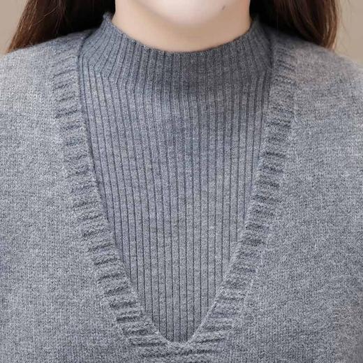 秋冬款两件套针织连衣裙，中长款纯色毛线裙仿貂绒厚款马甲套装QYM-LRX-AS6817-Y 商品图3