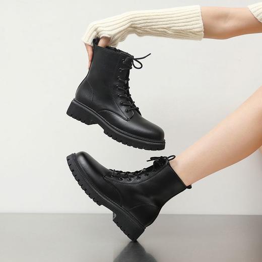 ZHR厚底马丁靴女2023秋冬新款时尚气质英伦风休闲百搭黑色女 商品图5