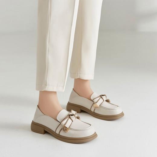 ZHR蝴蝶结乐福鞋女2023秋冬新款小皮鞋英伦风时尚百搭大头鞋子女 商品图6