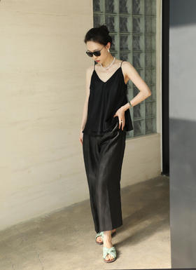 盛唐牡丹 |市隐系列龟纹香云纱褶皱女裤阔腿裤