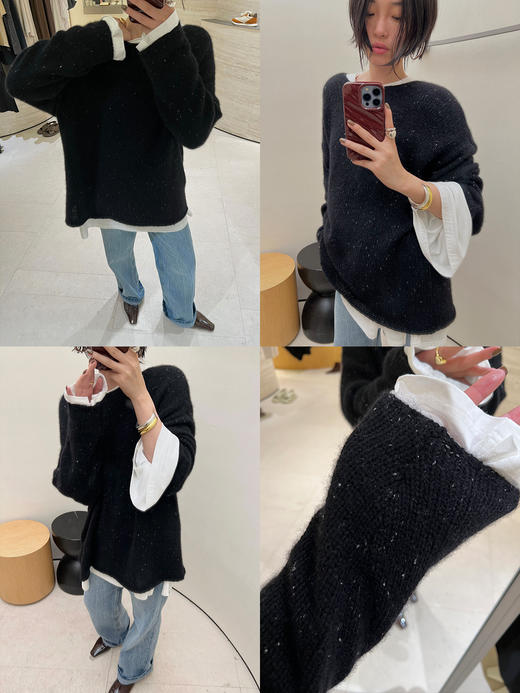 HIDEMI 极简慵懒廓形粗针宽松山羊绒大毛衣 商品图2