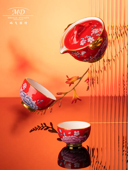 【玛戈隆特】盛世牡丹百年好合陪嫁结婚礼物1壶2杯便携式旅行家用茶具 商品图1