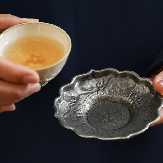 仿古花瓣茶杯托小杯垫隔热茶杯托做旧茶碟功夫茶具配件梅朵莲朵 商品图12