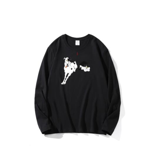 薛继业水墨猫230G重磅新疆长绒棉长袖 短袖白T恤纯男女圆领t桖 商品图0