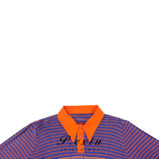 01-1 潘依绣丁丁宠粉夏季韩版Polo领撞色条纹休闲百搭短袖T恤 K15311 商品图2