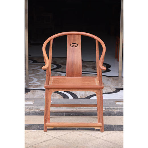 缅甸花梨如意云纹独板圈椅三件套红木家具（运费到付） 商品图1
