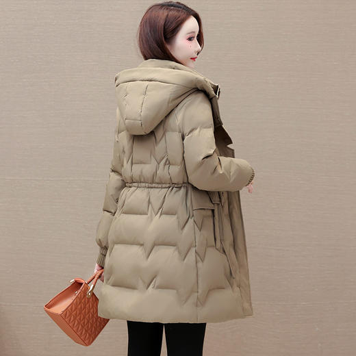 时尚保暖羽绒服，冬季女装连帽羽绒服中长款妈妈装休闲羽绒服外套QYM-HSY-S23D021-Y 商品图2