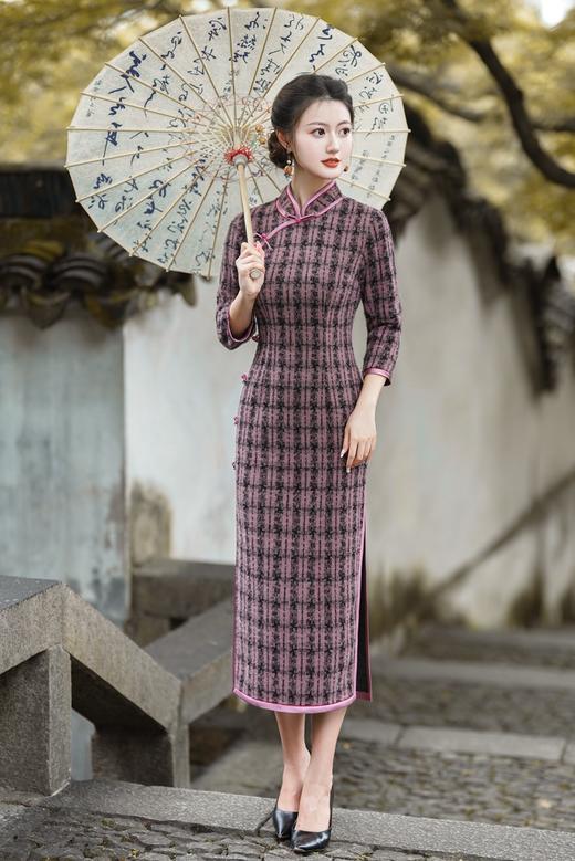 冬季新款，复古奢华优雅气质长袖传统款旗袍GSJ-3515 商品图1