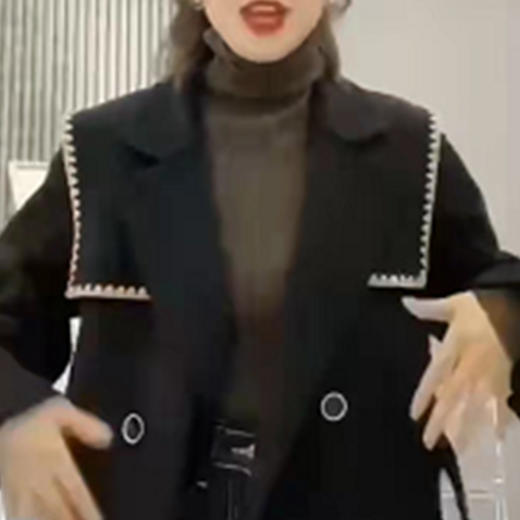 奢姿2024年冬装新款大码女装中长款双面呢外套胖妹妹翻领气质外套6534102318 商品图1