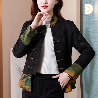 A996唐装加厚旗袍小棉袄女秋冬季妈妈装羽绒服夹棉外套中国风短款棉服 商品图1