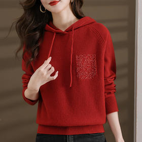 秋冬新款针织打底衫，宽松显瘦短款上衣洋气厚100羊毛衫女连帽毛衣CC-101-96865