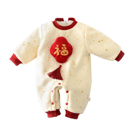 【福字连体衣！保暖加倍】宝宝冬季新款加绒加厚，新年年服婴幼儿中国风刺绣 充满浓浓年味，可拆卸流苏吊坠 柔软舒适手感 商品图4