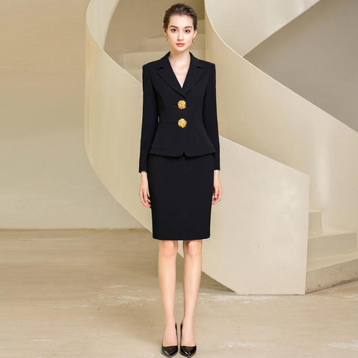 IWY黑色西装职业套装女秋冬正装高端总裁上班工作服气质干练律师正装233018CS1 商品图1