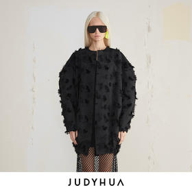 JUDYHUA 植绒毛边肌理廓形设计款外套